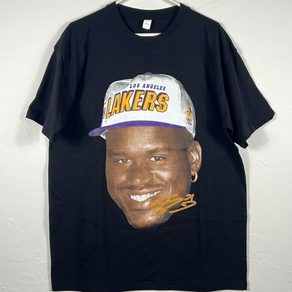 🔥🏀‎ "NEW" Shaquille Shaq O'Neal NBA L.A. Lakers Big Face Rap Tee Sz Lg - RARE